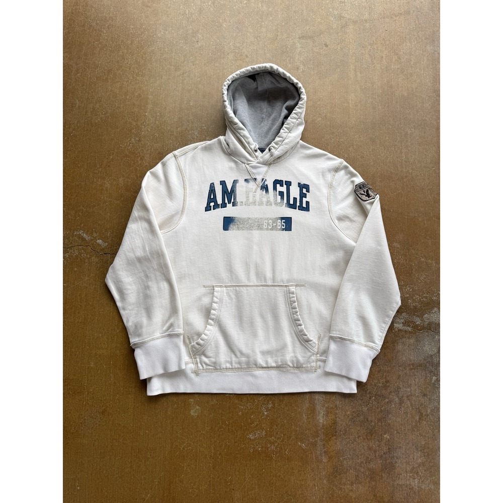VTG 2000s American Eagle Faded Collegiate Hoodie Sweater Y2K Surfer (XL) Heavy